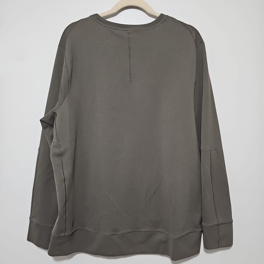 Lululemon Shift Stitch Crew Mens XL Army Green Waffle Knit Sweat Wicking - Picture 8 of 10